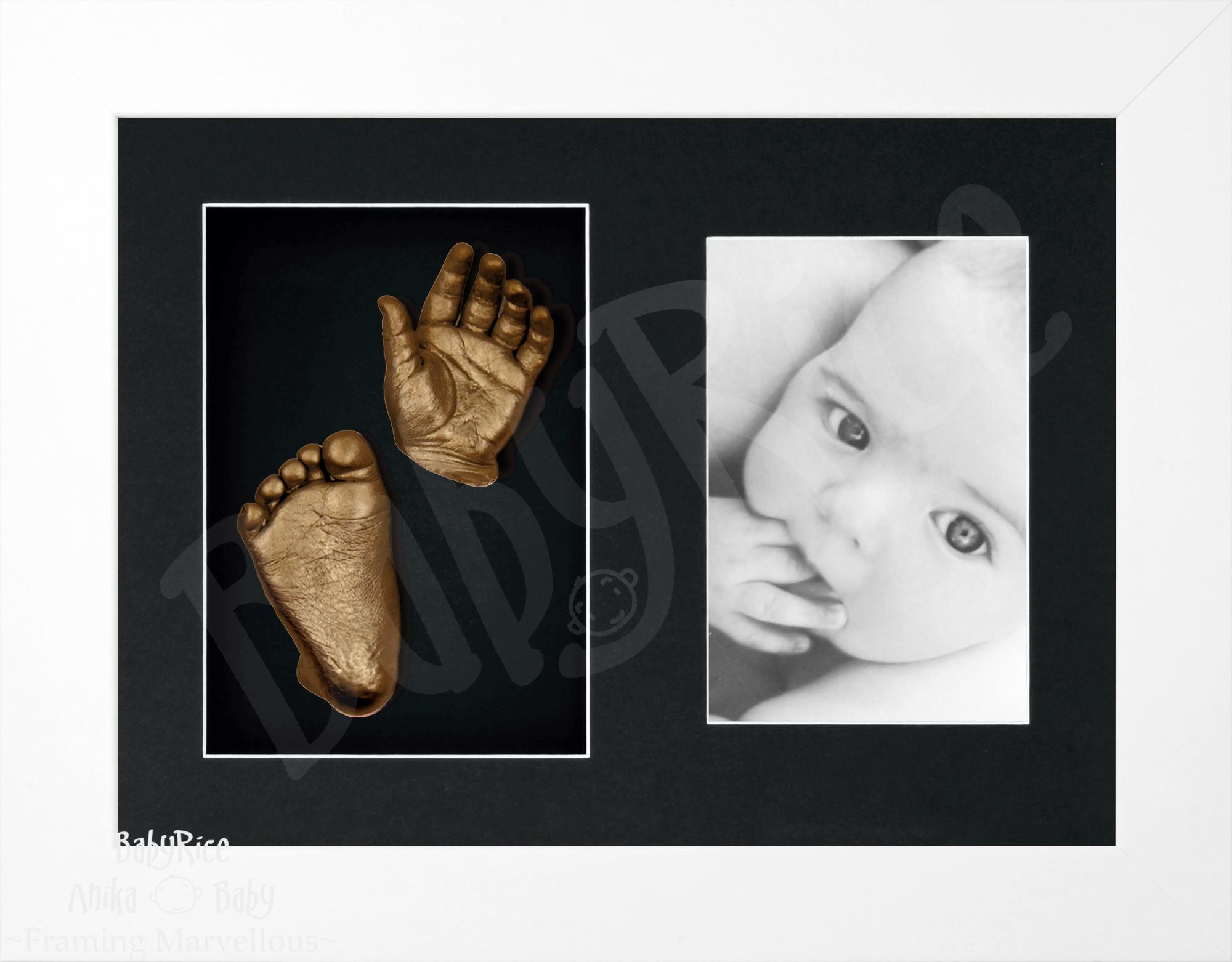 BabyRice Anika Baby Casting Keepsakes Kit 3D Prints Hand Footprint Cast Gift-White-Gold