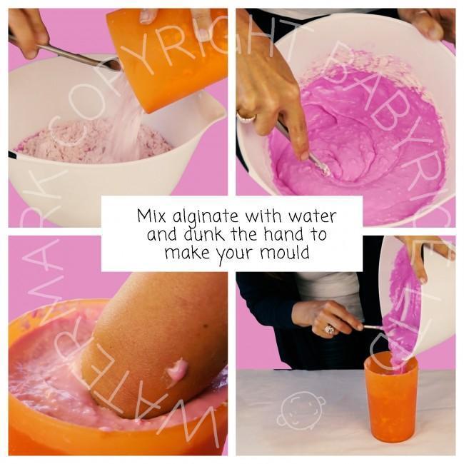 Mix alginate moulding powder with water to make a mould
