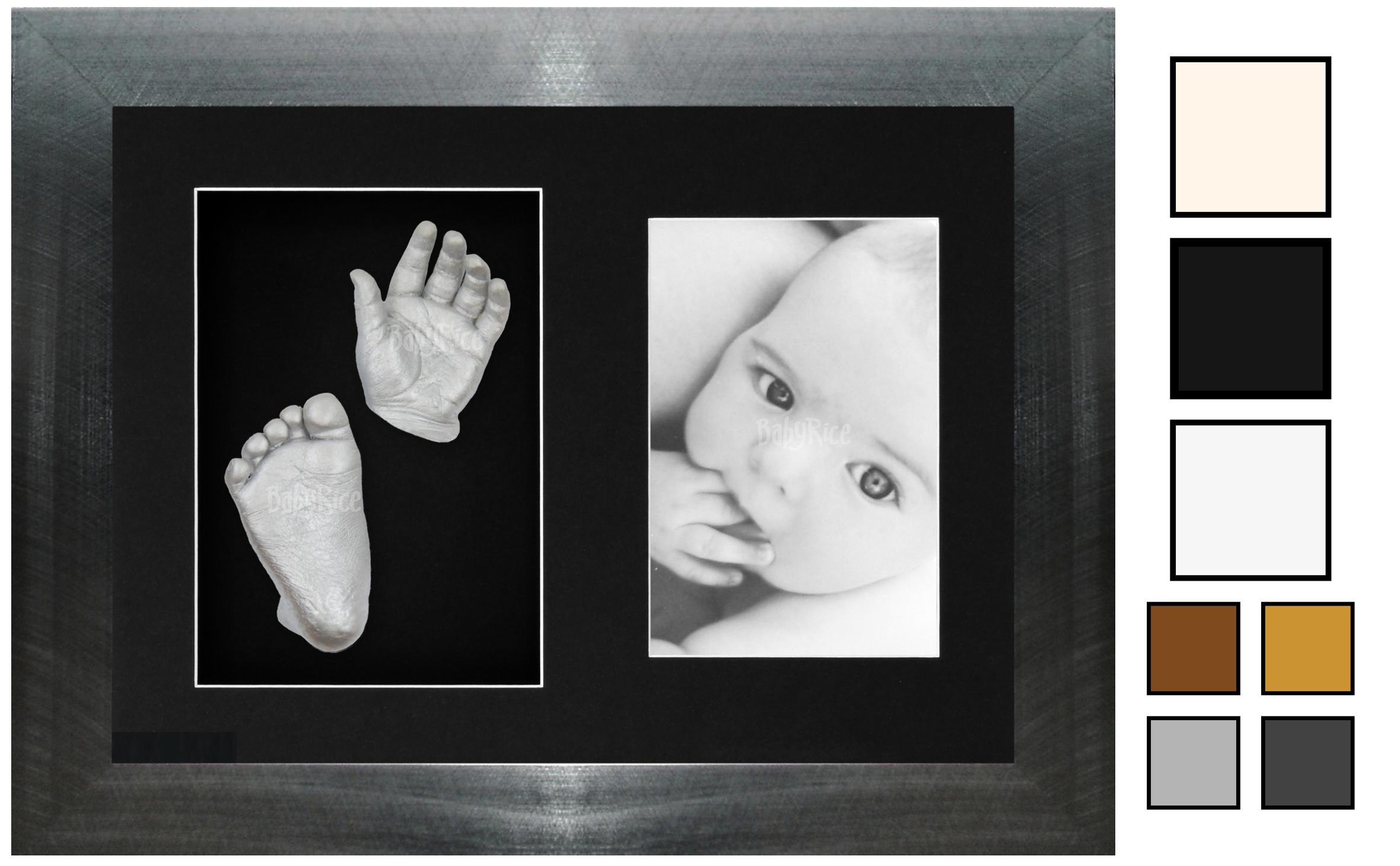 Baby Hand Foot Moulding Kit with Pewter Frame – First Photo 3D Cast Display