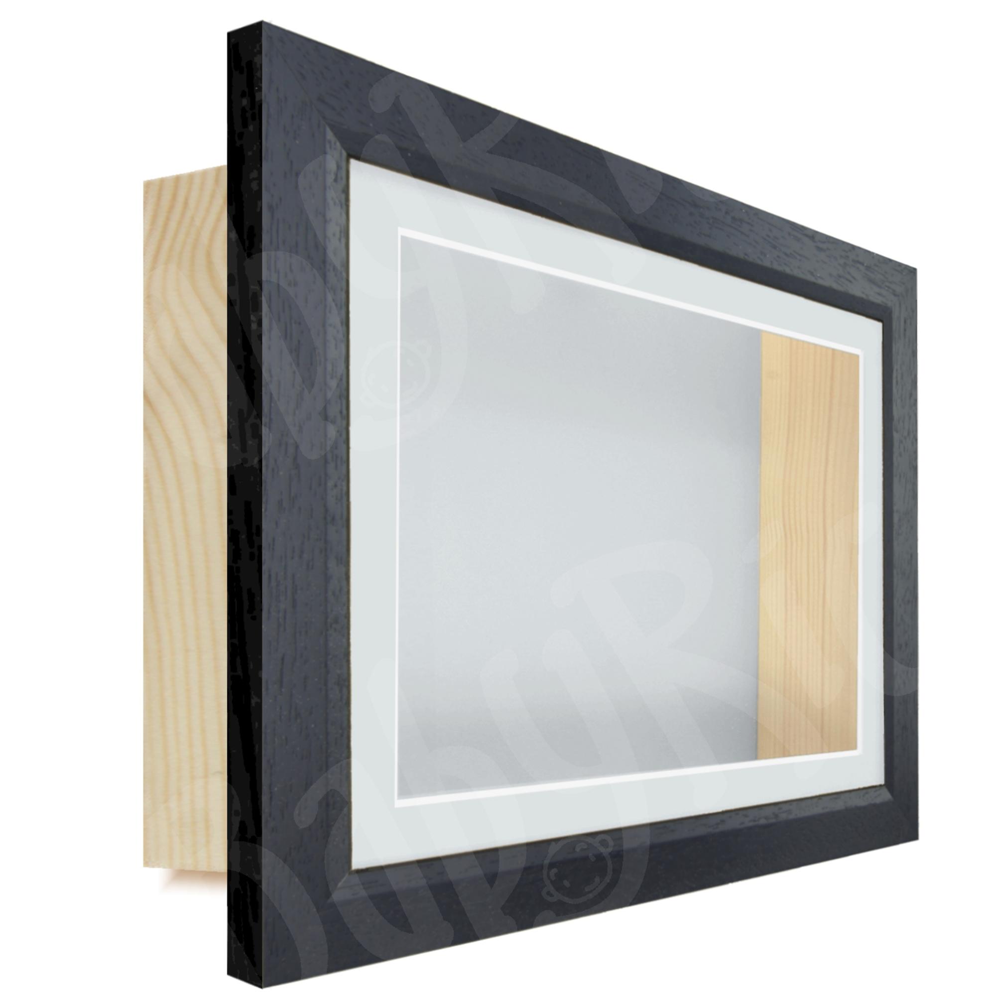Black Wooden Shadowbox Frame Light Grey
