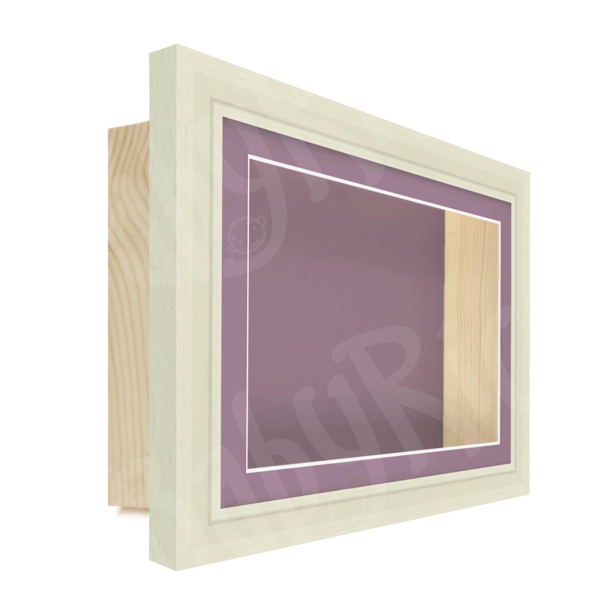 Cream Shadow Box Deep Display Frame - Violet Mount and Backing