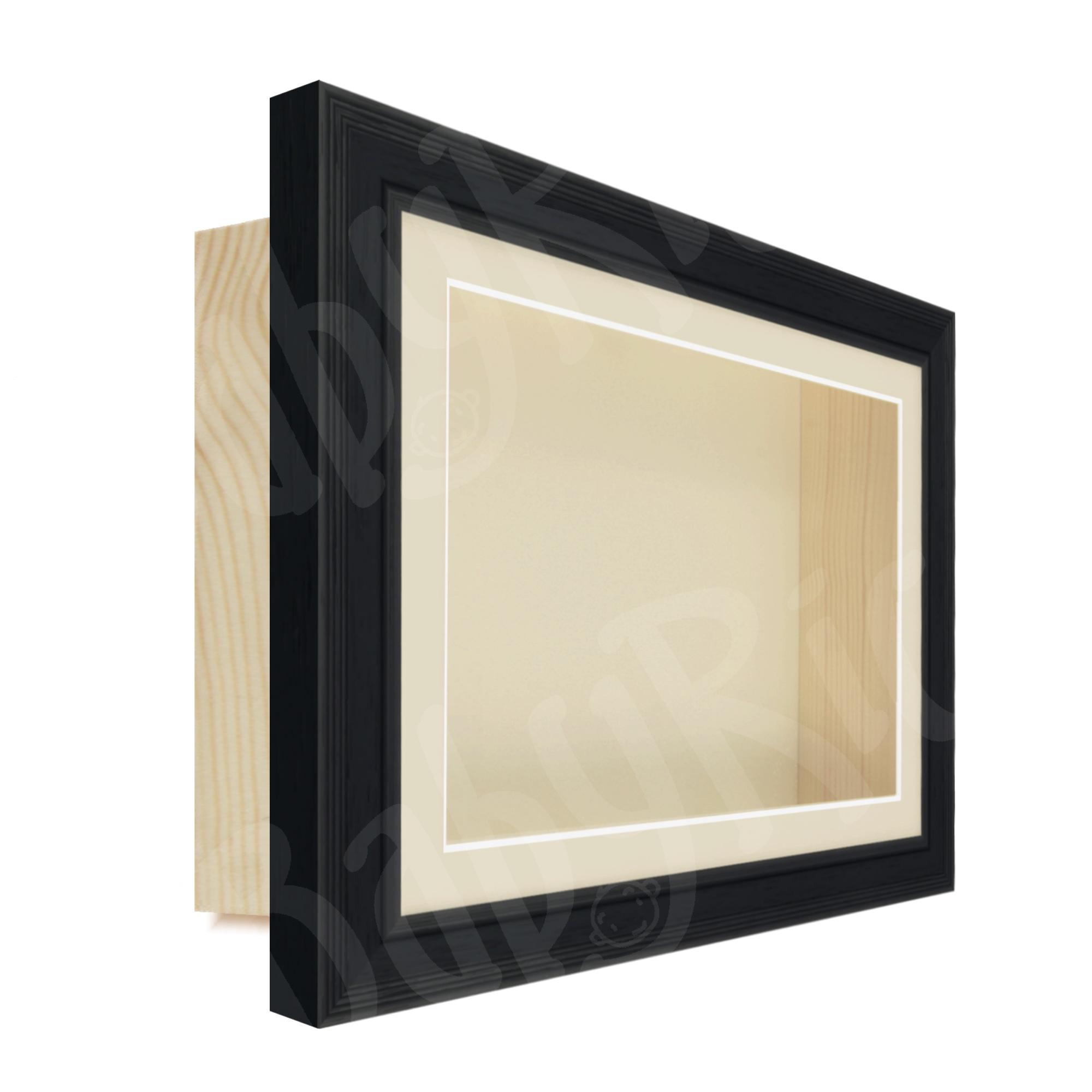 Black Scoop Woodgrain Deep Box Display Frame
