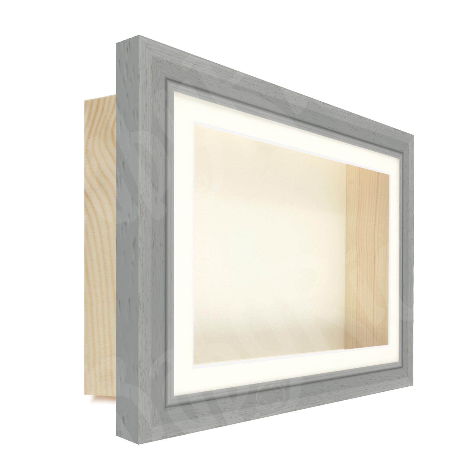 Gray Scoop Wooden Deep Shadow Box Display Frame