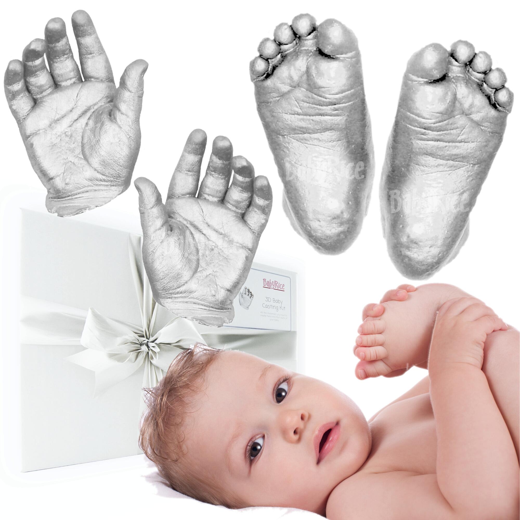 metallic silver baby hands and feet casting kit