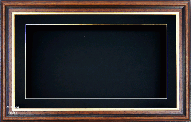 15x9" Wooden Shadow Box Deep Frame, Mahogany Gold trim effect, Black