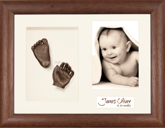 Baby Casting Kit, Dark Wooden Frame, Cream Display, Bronze