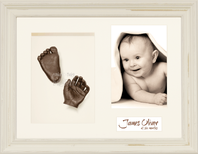 Baby Casting Kit / Shabby Chic French Cream Frame / Bronze Paint