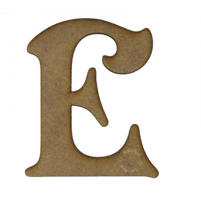 MDF wooden letter E, 10cm/4in