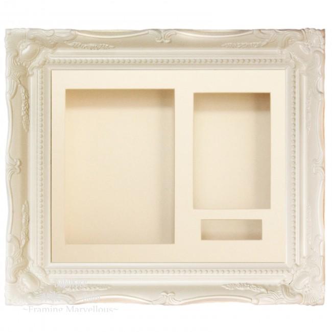 White Rococo frame, Cream Mount and Cream Backing Card