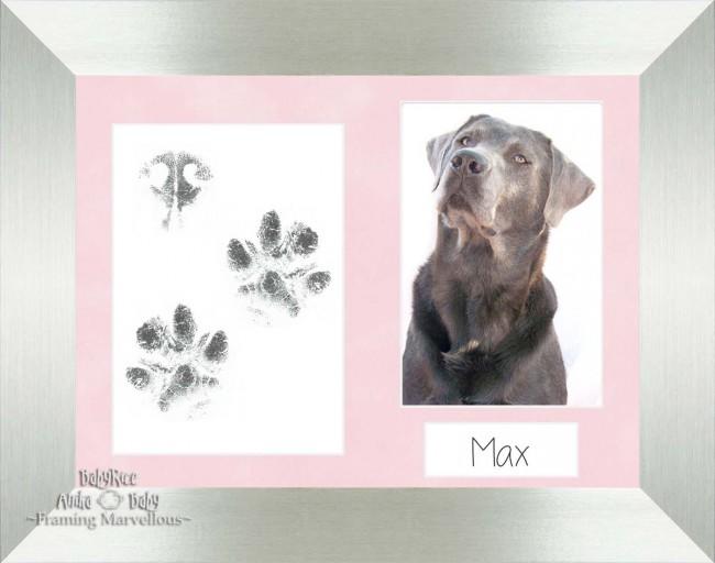 Pet Paw Prints Kit with Silver Wooden Frame Mott Pink insert