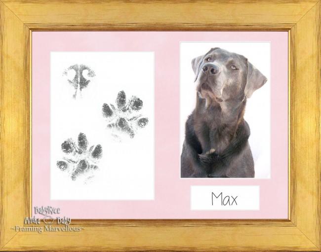 Pet Paw Prints Kit with Gold Wooden Frame Mott Pink insert