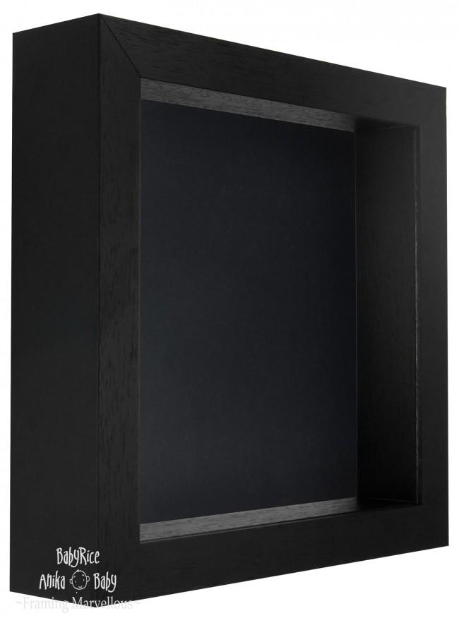 Black Shadow Box Deep Display 3D Wooden Frame Square Heart Black Back Only