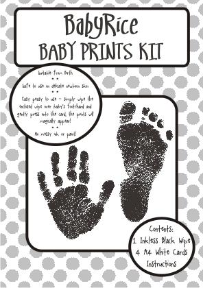 BabyRice Inkless Wipe and A4 White Cards Baby Hand Footprint Kit