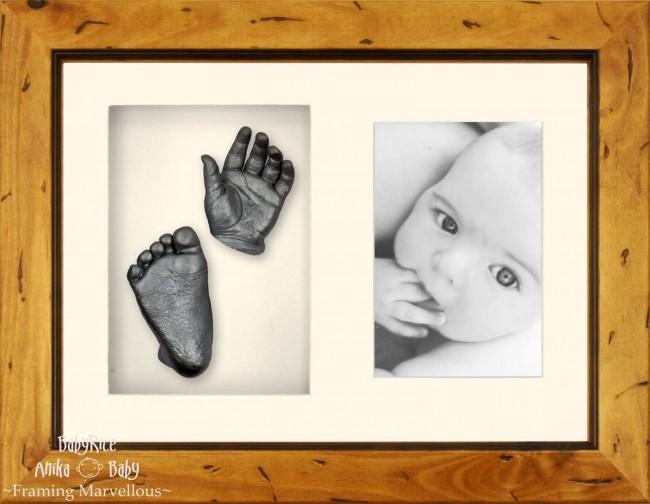 Baby Foot Mould Kit Hand Moulding Set Wood Frame Pewter