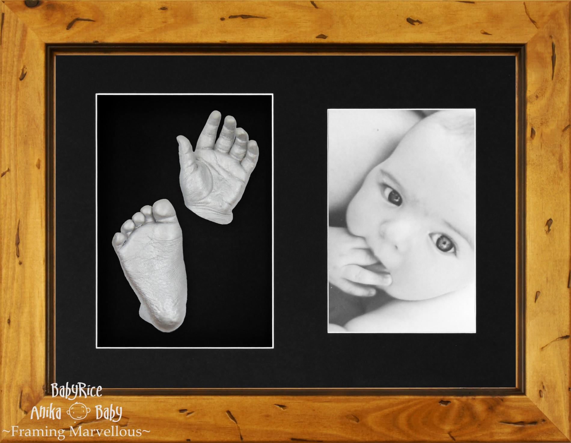 Baby Hand Foot Cast Kit Rustic Frame Set Silver