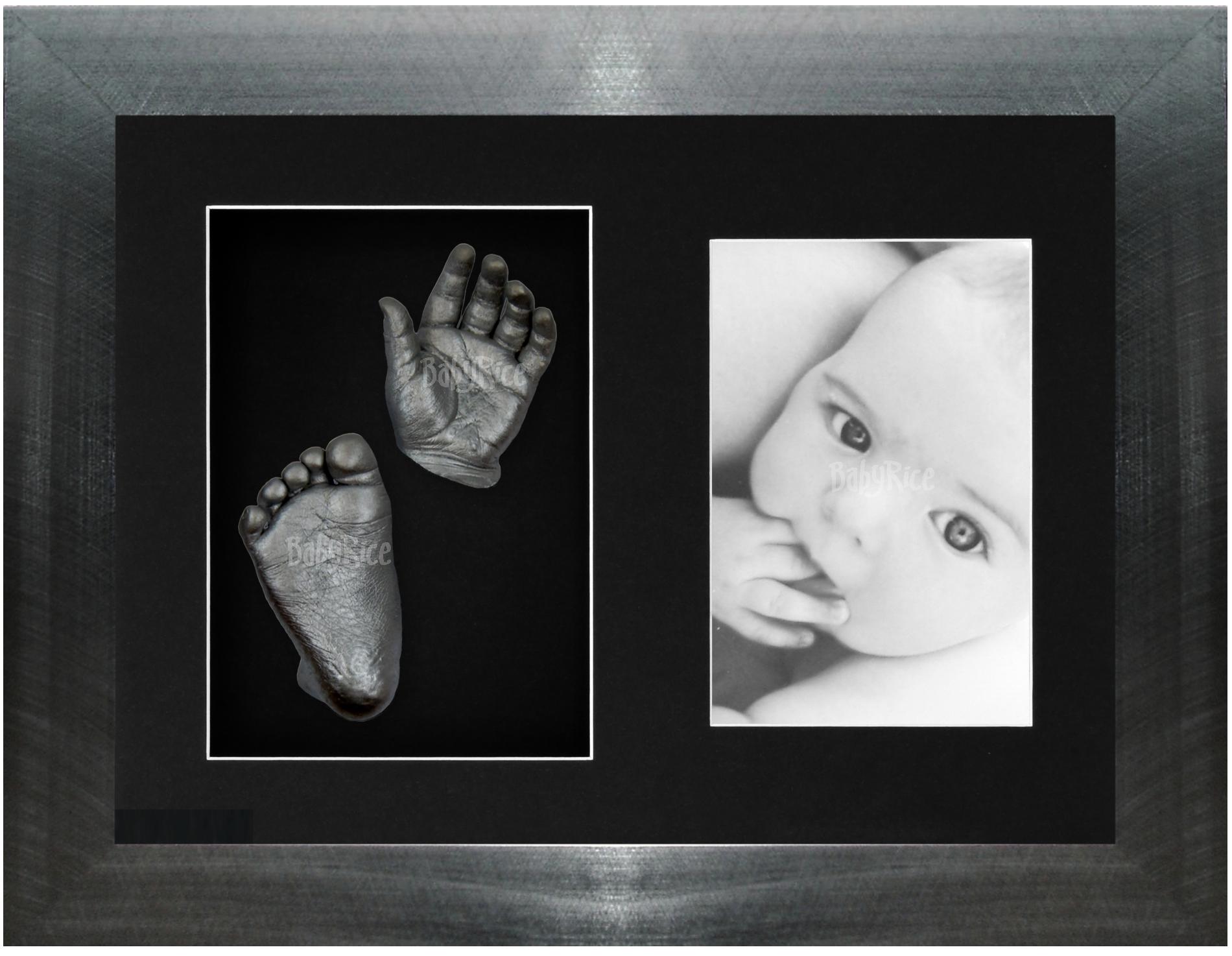 Baby Hand Foot Cast Kit Pewter Frame Set Pewter