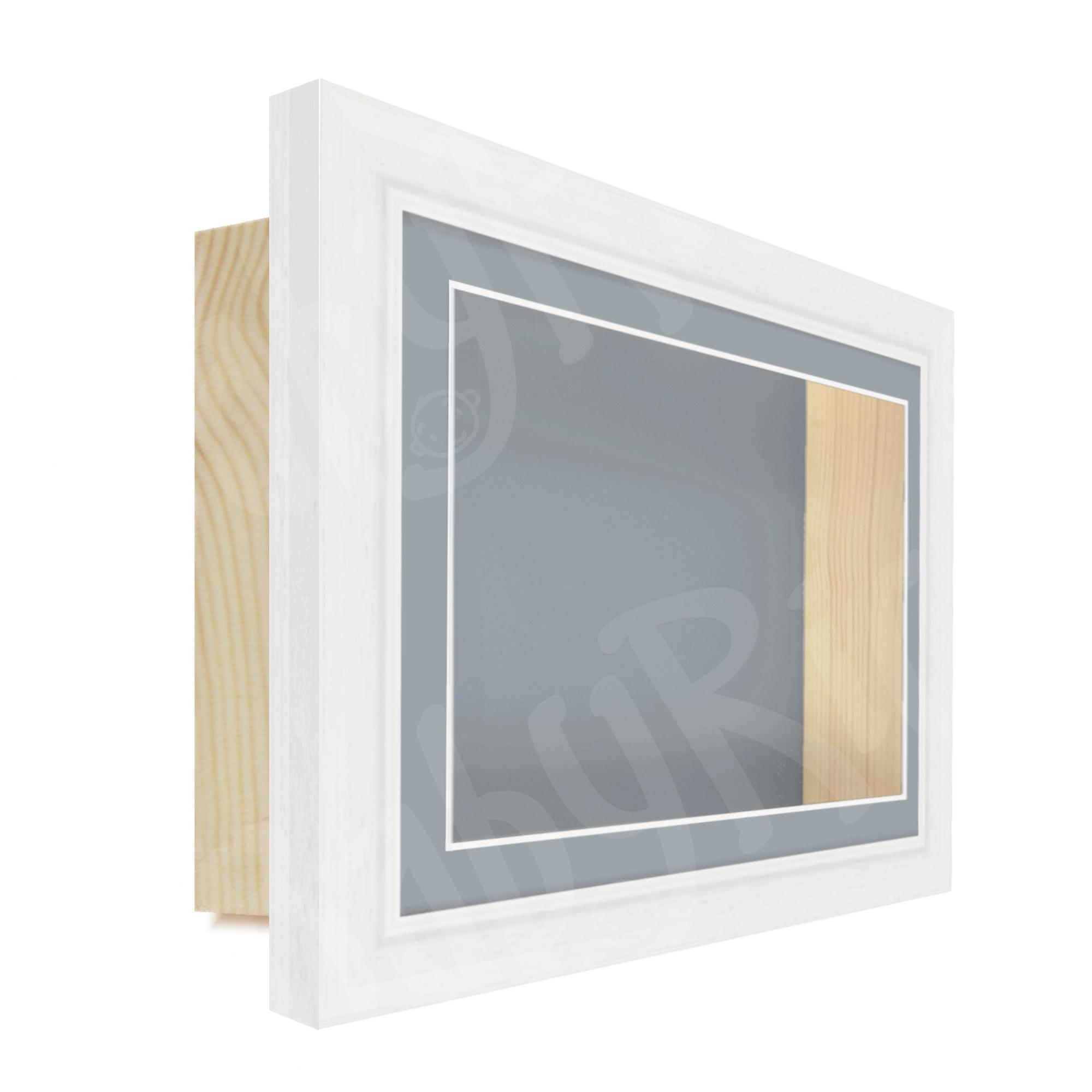 White Scoop Woodgrain Deep Box Frame