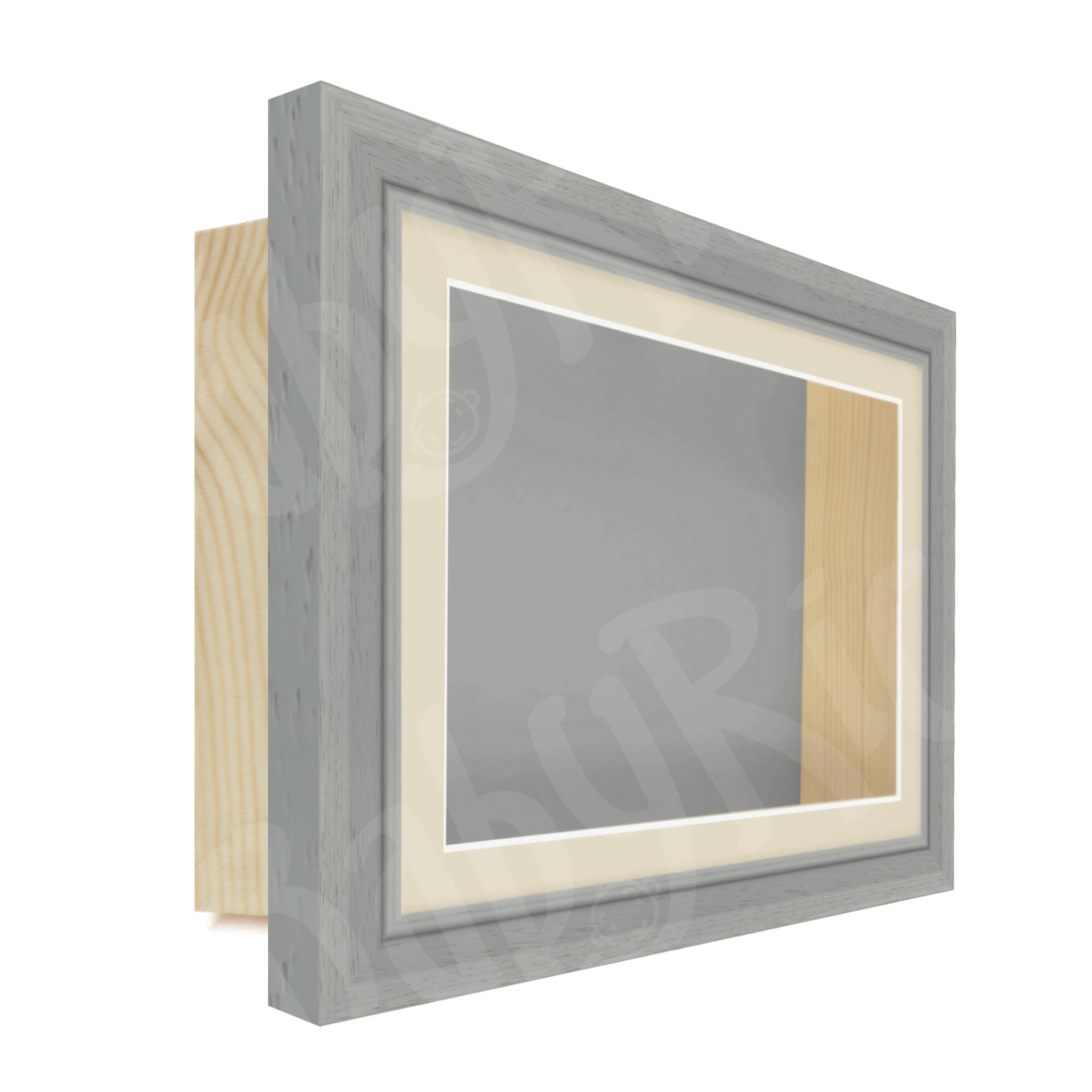 Gray Scoop Woodgrain Deep Shadow Box Display Frame