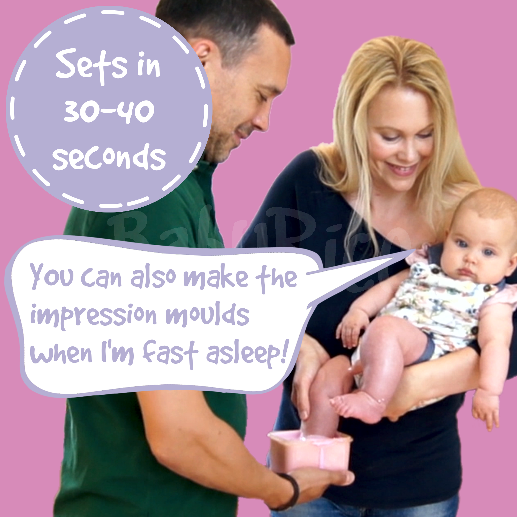 Alginate impression mould sets in 30-40 seconds, fast setting, no retardant needed