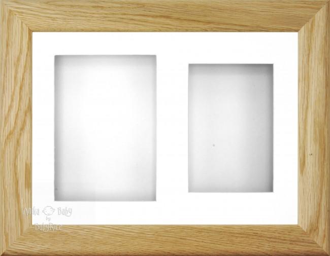 11.5x8.5" Solid Oak Wood 3D Display Frame 2 Hole White Mount White Back