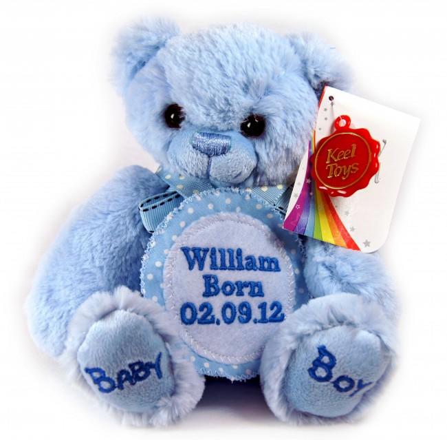 Personalised blue teddy bear outlet