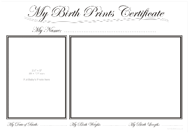 New Baby Birth Certificate of Handprints and Footprints