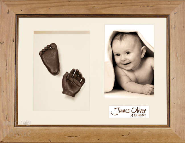 3D Baby Casting Kit, Rustic Wooden Frame, Bronze