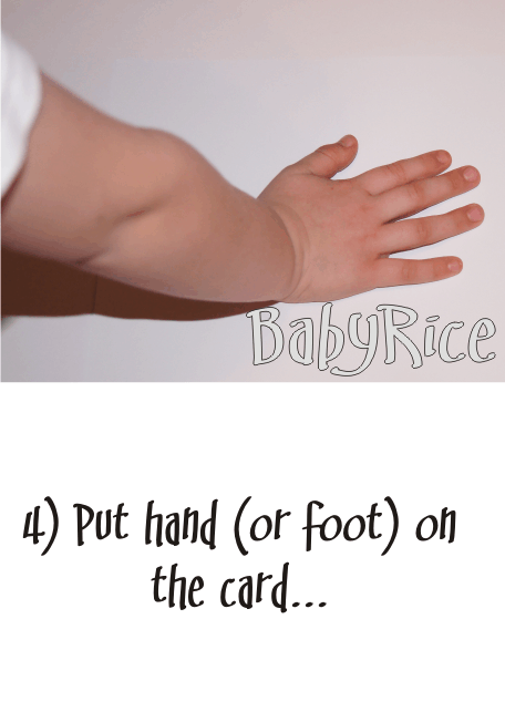 Lightly press the hand or foot onto the card