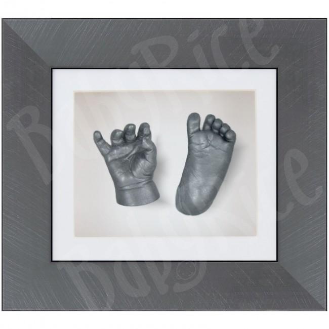 Baby Casting Kit Brushed Pewter Frame White Display Pewter paint Front