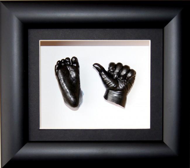 Baby Casting Kit Black Frame Gunmetal painted Hand Foot Casts