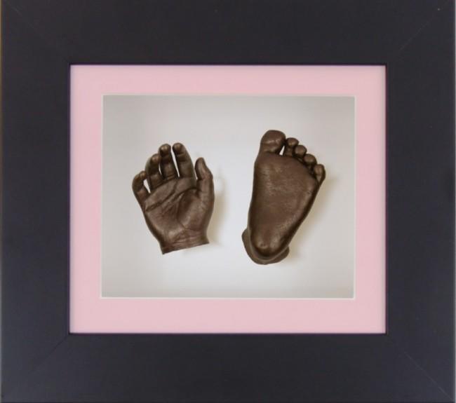 Baby Girl Gift Bronze Casting Kit Black Frame Pink White Display