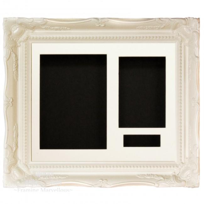 White Rococo frame, White Mount and Black Backing Card