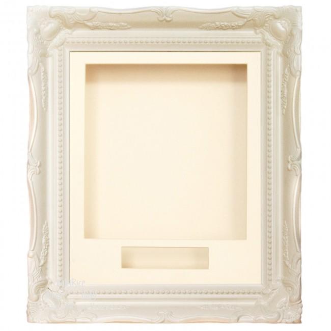White Ornate Rococo frame, Cream Mount and Cream Backing Card