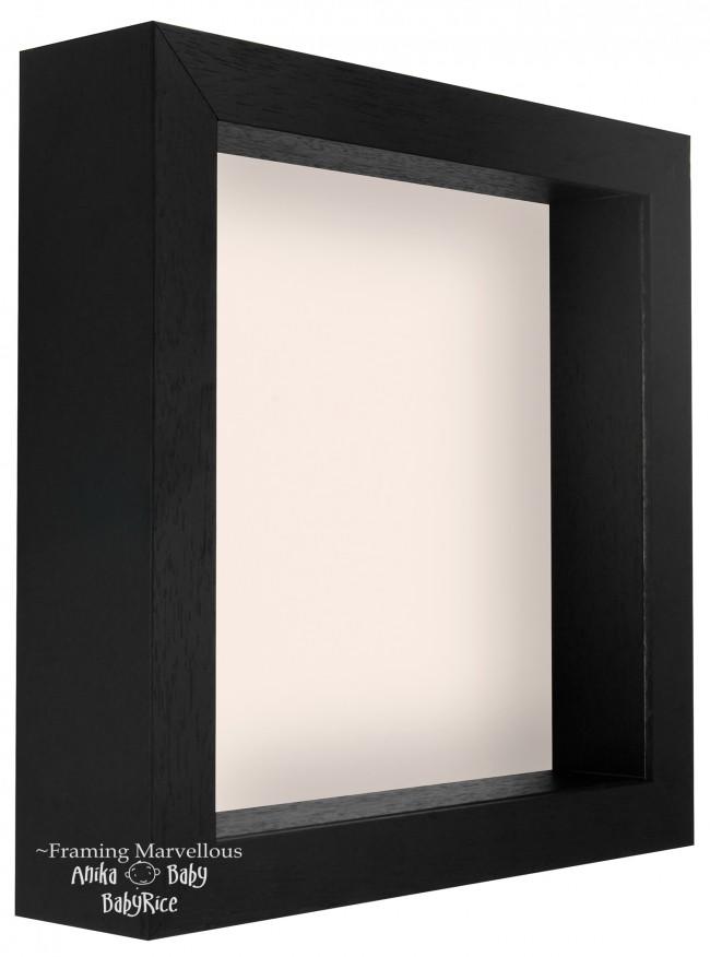 Black Shadow Box Deep Display 3D Wooden Frame Square Heart Ivory Back Only