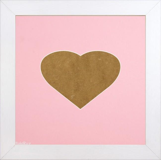 White Shadow Box Deep Display 3D Wooden Frame Square Heart Pink Heart Cut Out