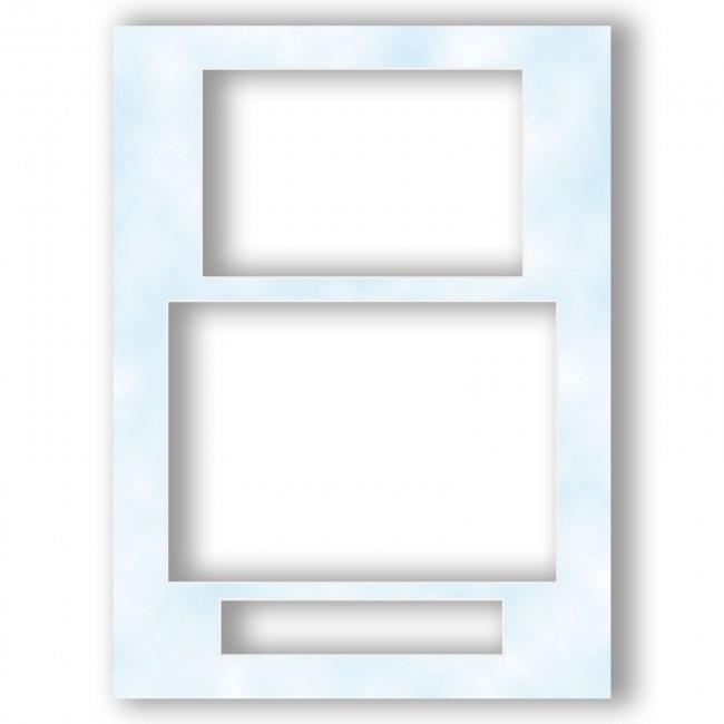 Three Aperture Picture Frame Mount 12x9 Inches (Portrait) – Cloudy Blue