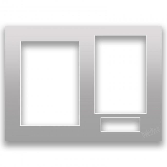Three Aperture Picture Frame Mount & Backing Card 12x9 Inches - Silver Penny