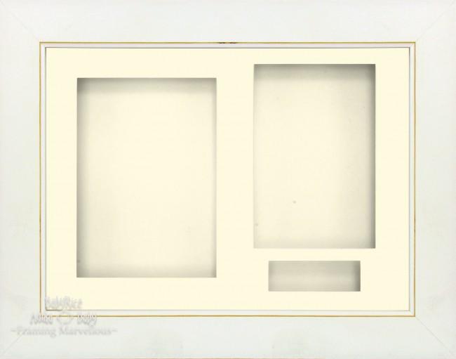 White Wash 3D Shadow Box Picture Display Frame 3 Hole Mount