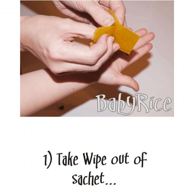 Take the inkless wipe out of the sachet