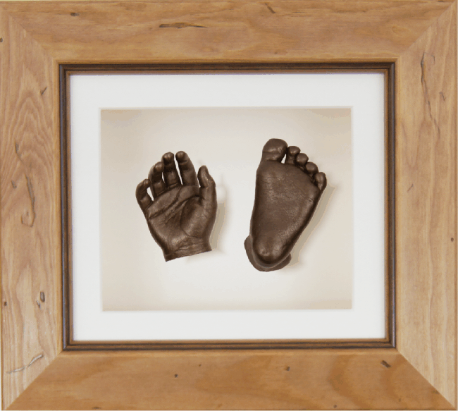 Baby Casting Kit Rustic Wooden Frame Bronze Hand Foot Casts