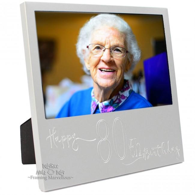 New Engraved Silver 80th Birthday Photo Frame