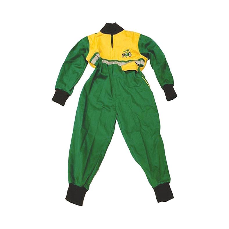 Kids Hi-Vis Junior Tractor Boiler Suit in Green & Yellow