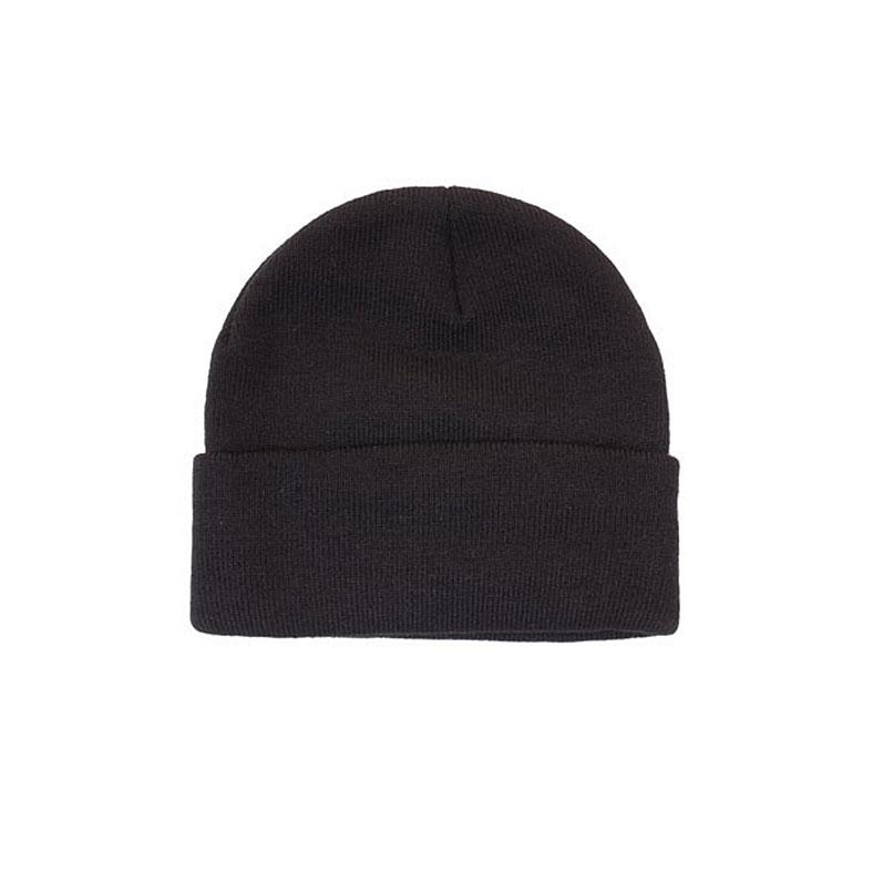 Acrylic Knitted Beanie Hat in Black