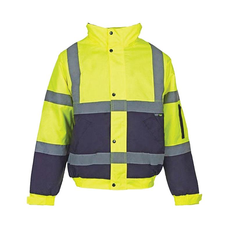 Reflective Hi-Vis 2-Tone Bomber Jacket in Yellow and Navy