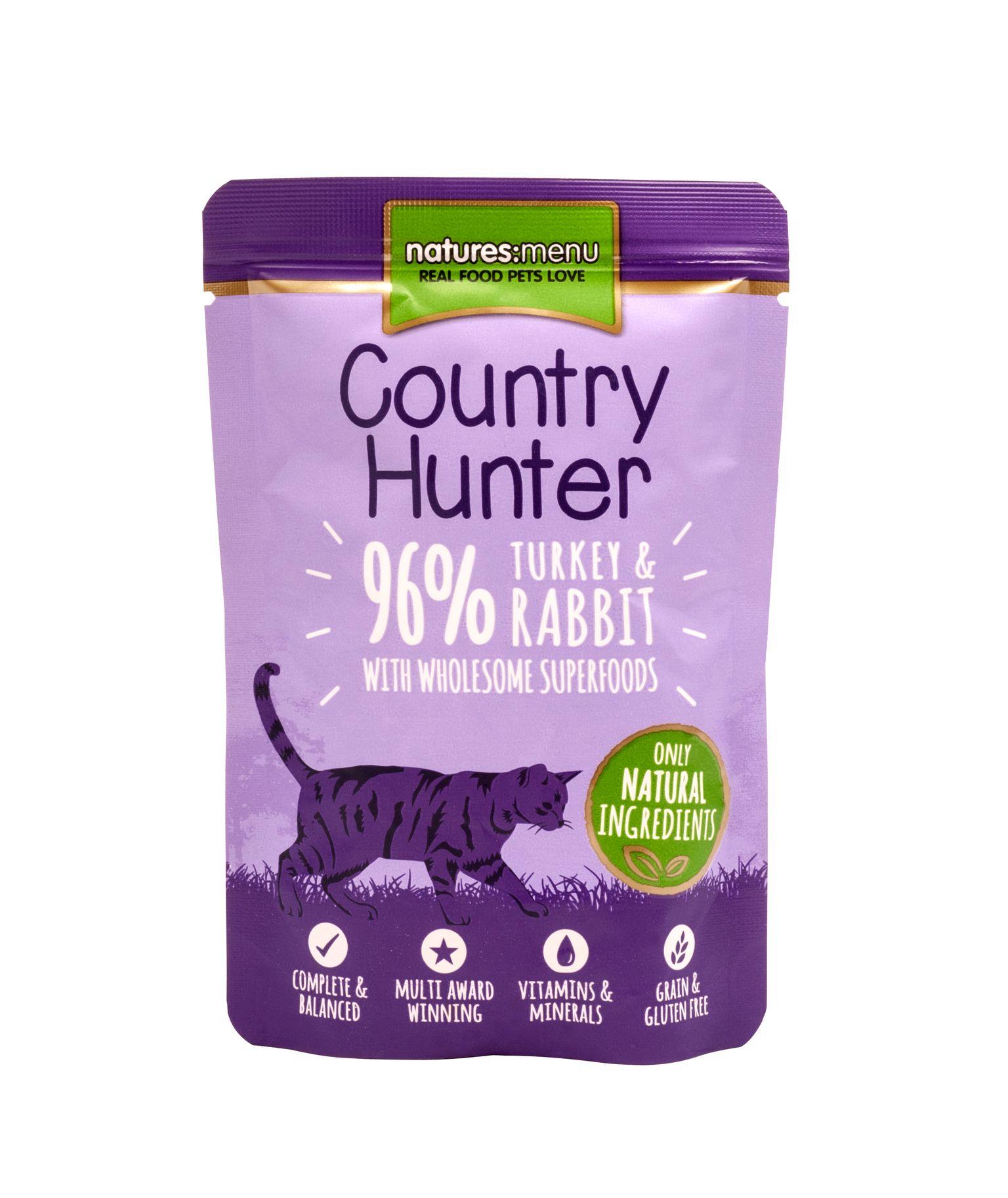 Natures Menu Country Hunter Cat Pouches. Turkey & Rabbit For Adult Cats
