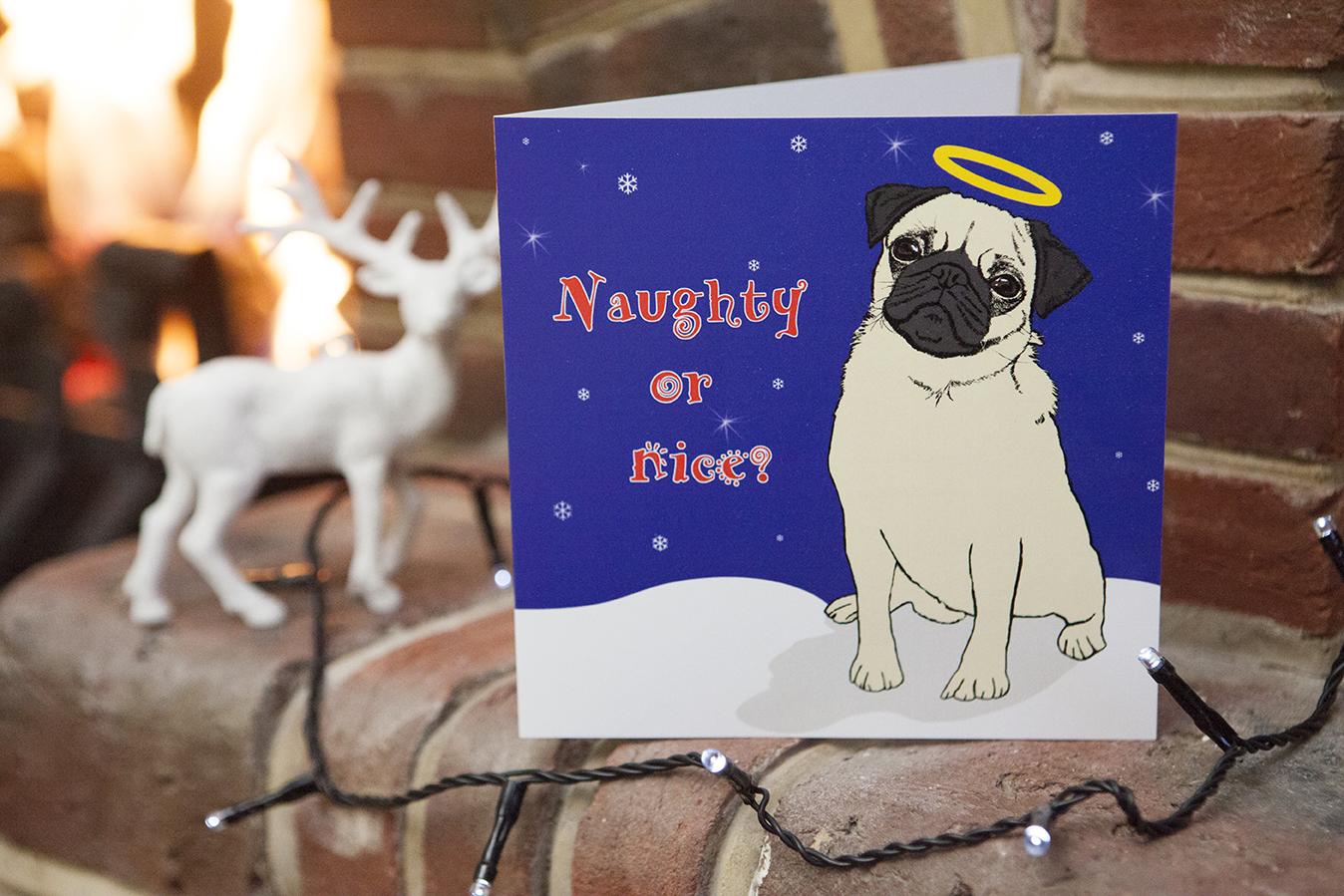 Pug Christmas Card