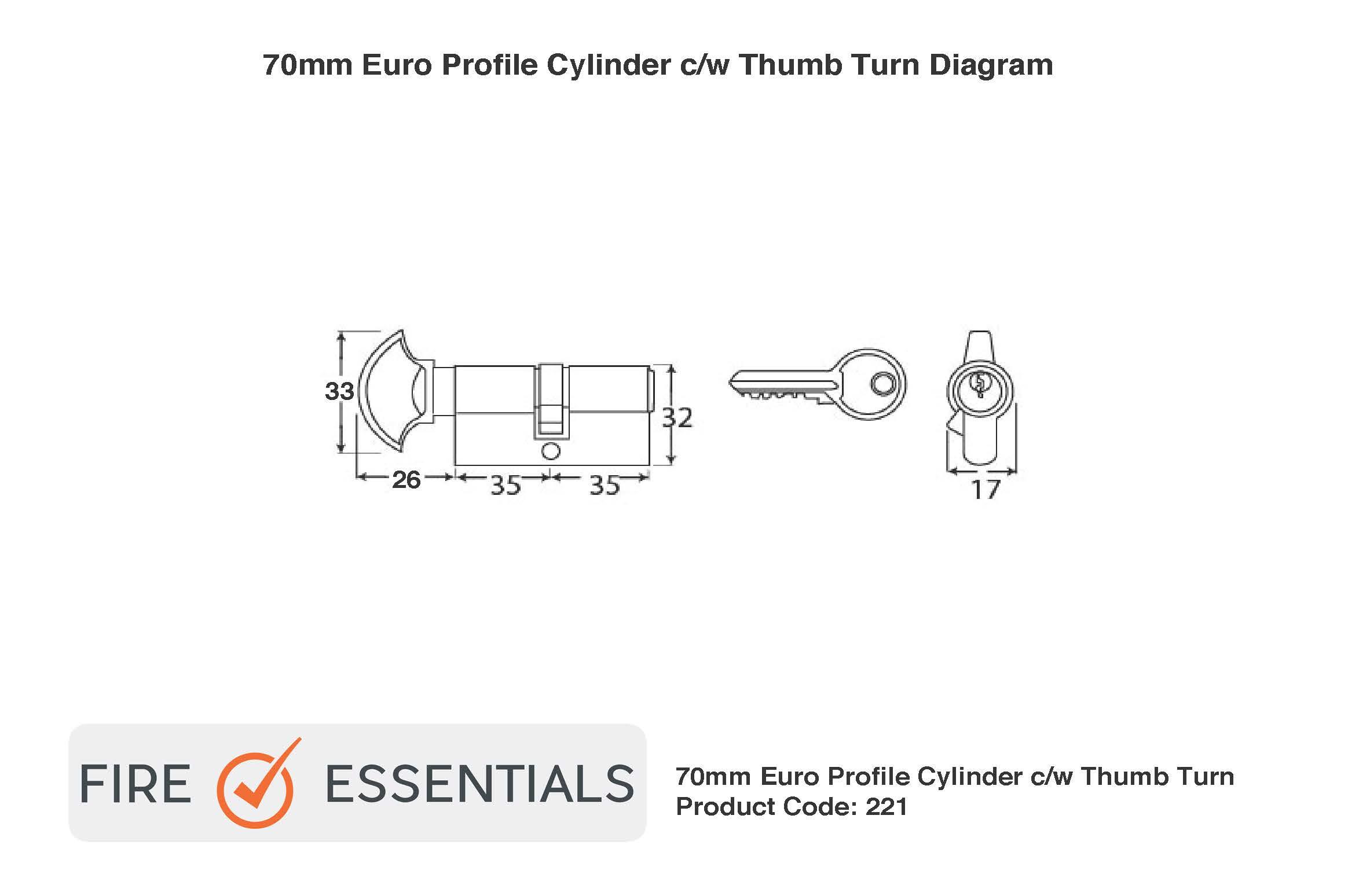 Fire Essentials FD30 Cylinder Thumbturn diagam