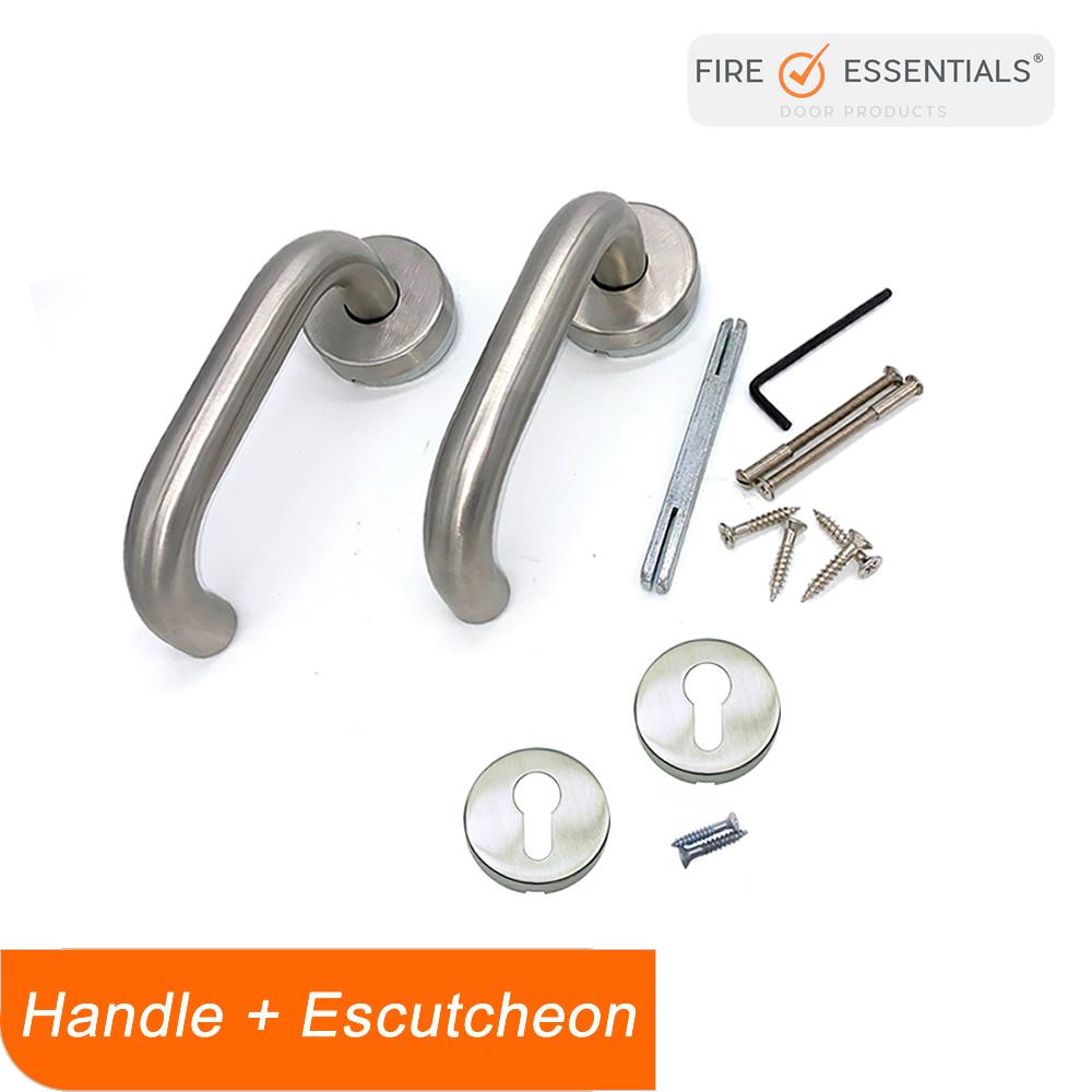FD30 Fire Essentials Lever Handle on Rose SSS