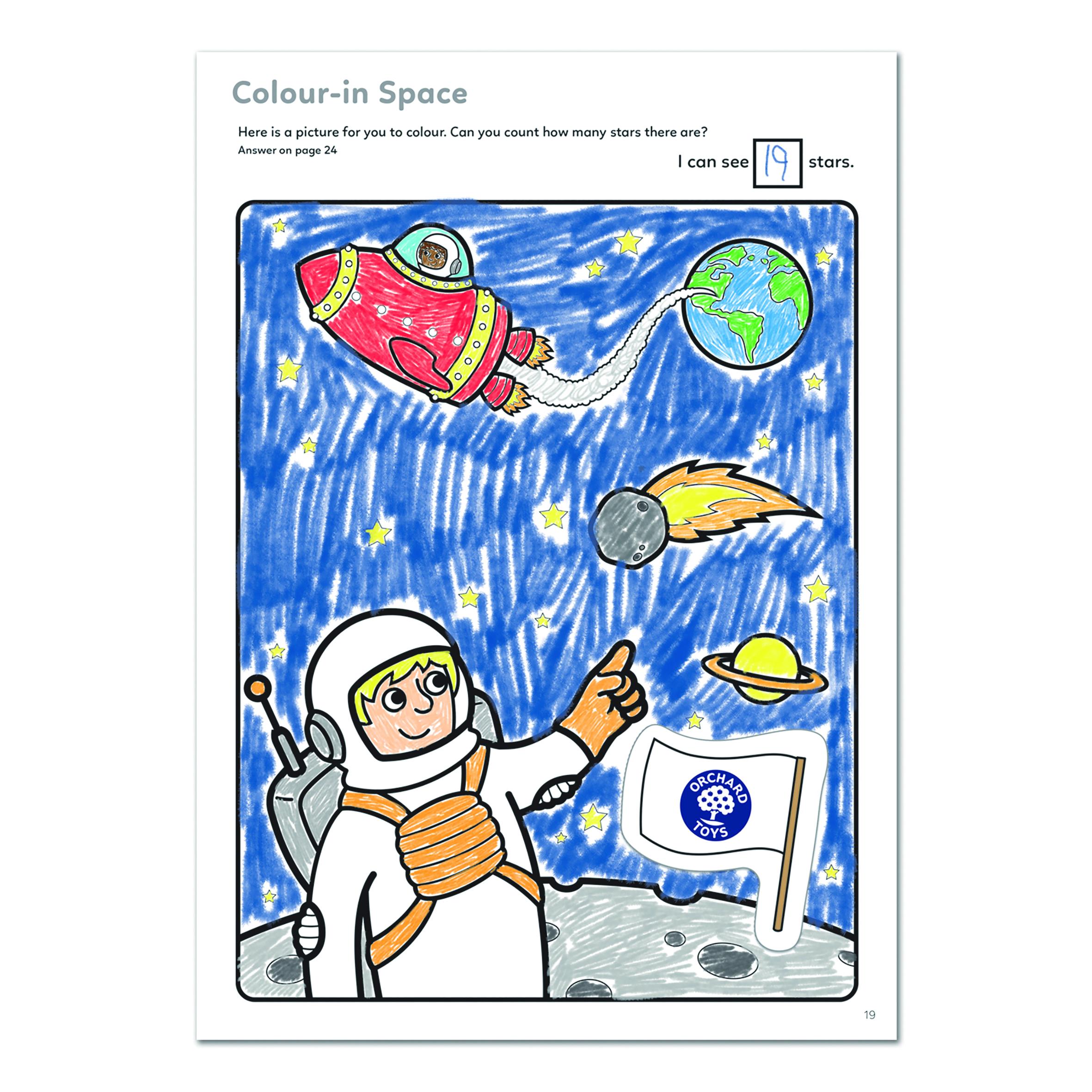 Outer Space Colouring Book page