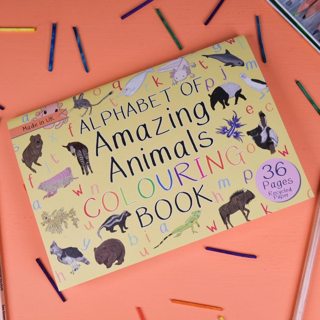 Alphabet of Amazing Animals Colouring Book front
